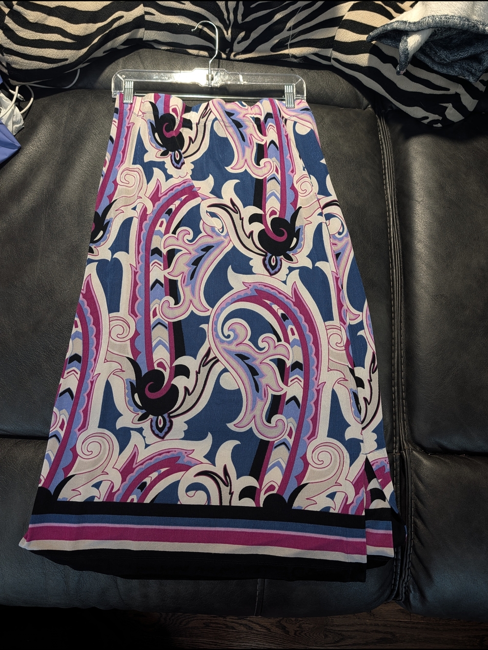 Chico's Travelers Paisley Skirt in Purple, Pink, Blue & Cream
